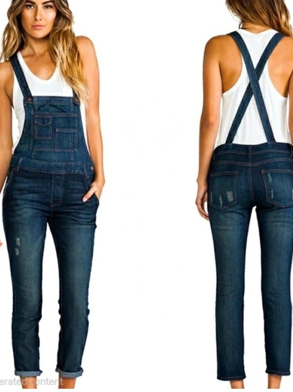 Free People Dark Blue Denim Overalls Size 26